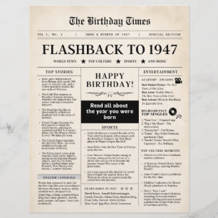 Born in 1947 Mock Newspaper sepia