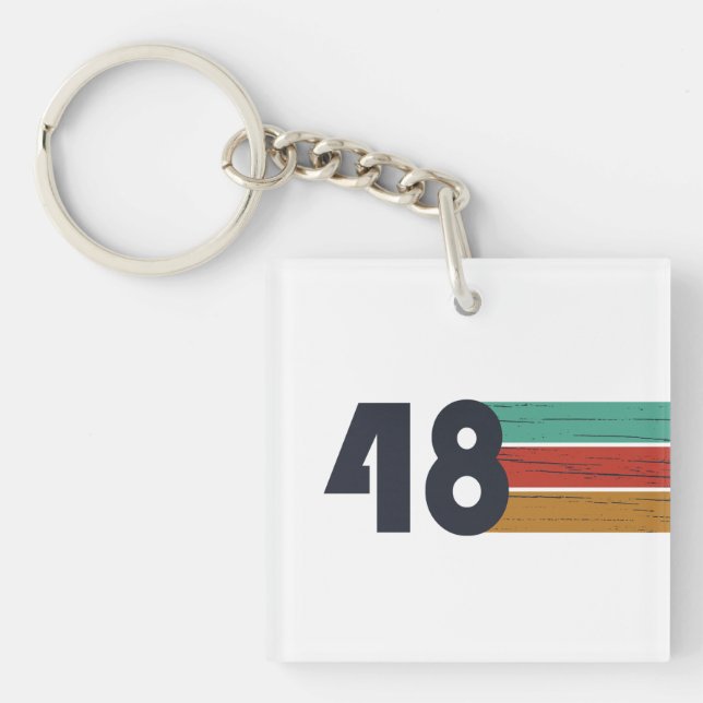 Born in 1948 vintage birthday key ring (Front)