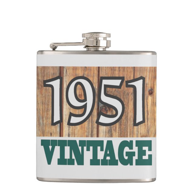 Born in 1951 hip flask (Front)