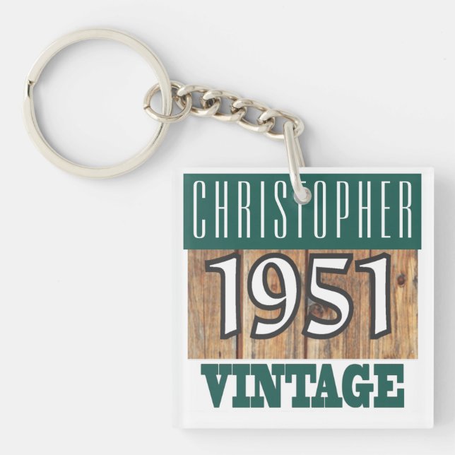Born in 1951, Personalised Year of Birth Key Ring (Front)