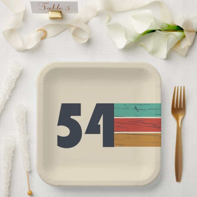 born in 1954 vintage birthday paper plate (Wedding)
