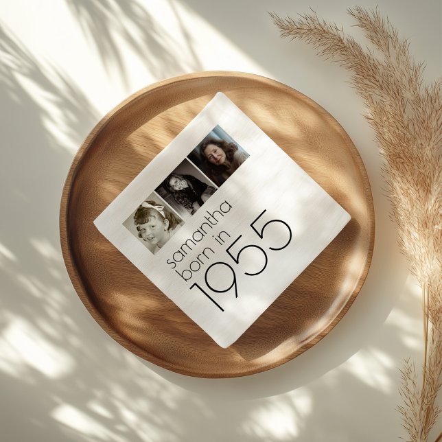 Born in 1955 3 Photos 70th Birthday Party Napkin (Creator Uploaded)