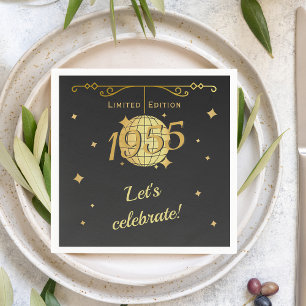 Born in 1955 70th birthday party decoration black napkin