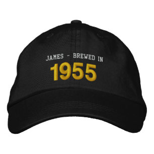 Born in 1955 or Any Year 60th Birthday V02A BLACK Embroidered Hat