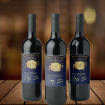 Born in 1956 70th birthday party wine bottle label<br><div class="desc">Check out this fabulous,  funny dark blue and gold born in 1956 70th birthday party wine label,  starring a golden disco ball! You can jazz it up by adding a slogan and tweaking the gold text options to match your style. Let the party begin!</div>