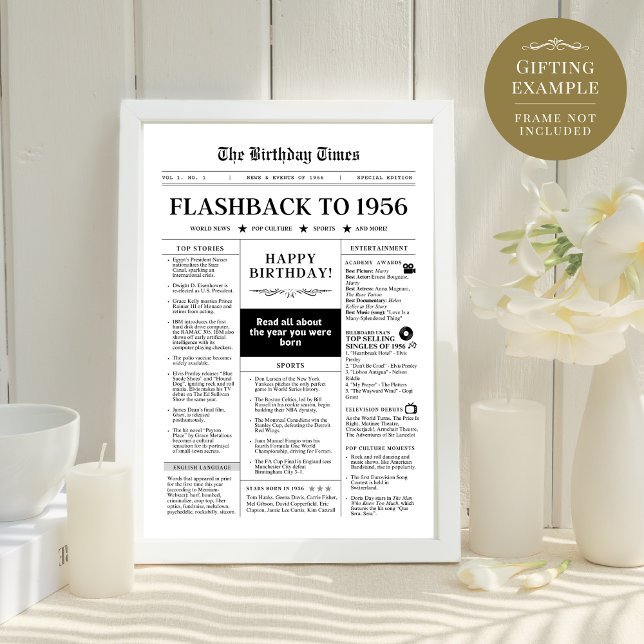 Born in 1956 Fun Black and White Newspaper  (Creator Uploaded)