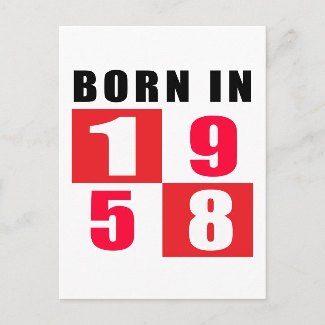 Born In 1958 Birthday Designs Postcard (Front)