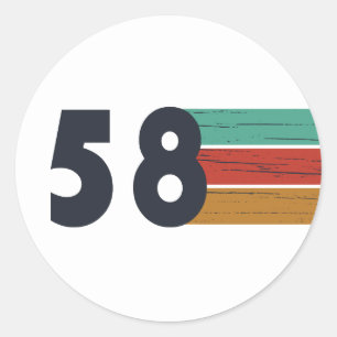 born in 1958 vintage birthday classic round sticker