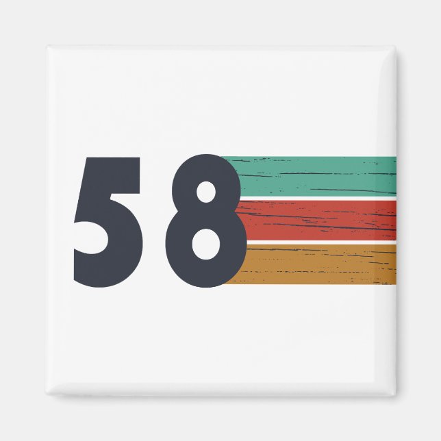 born in 1958 vintage birthday magnet (Front)