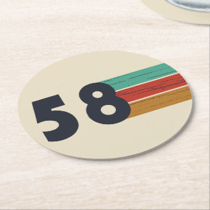 born in 1958 vintage birthday round paper coaster