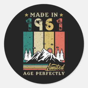 Born In 1961 Birthday Classic Round Sticker