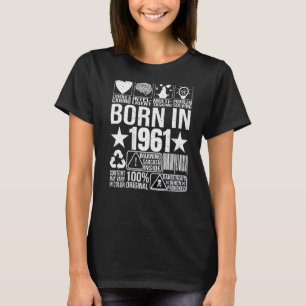 Born In 1961 Content Warning Label Barcode Birthda T-Shirt