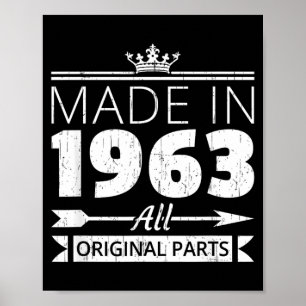 Born In 1963 Bday Vintage Funny Quote Birthday For Poster