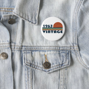 Born in 1963 vintage birthday 6 cm round badge