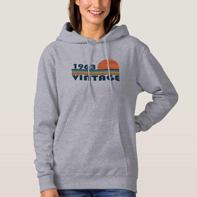 Born in 1963 vintage birthday hoodie (Front)