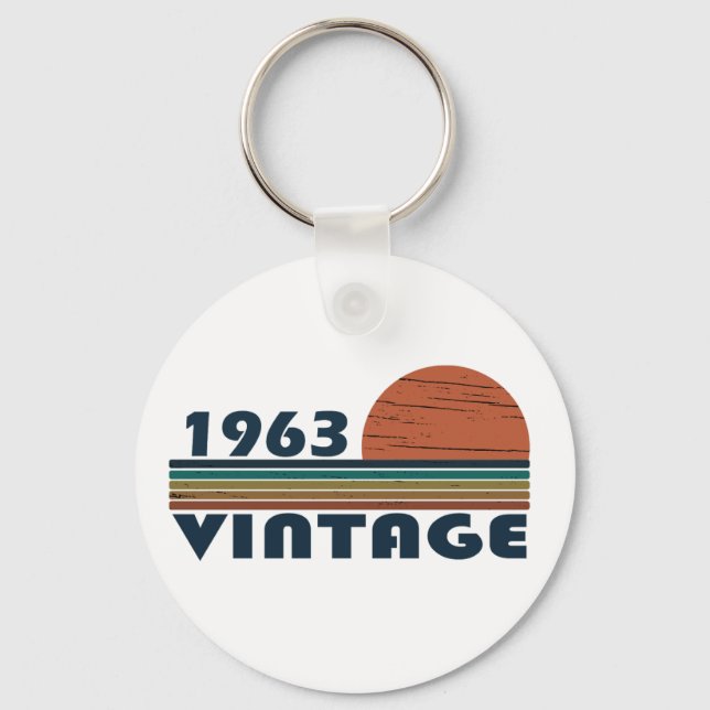Born in 1963 vintage birthday key ring (Front)