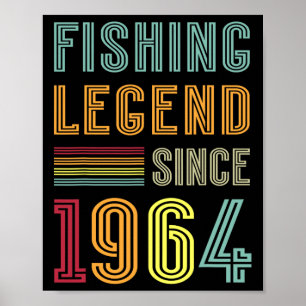 Born In 1964 Birthday Fisherman Retro Vintage 1964 Poster