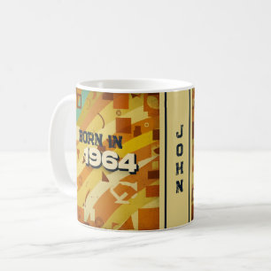 Born in 1964 Name Mug - 60s Retro Geometric Design