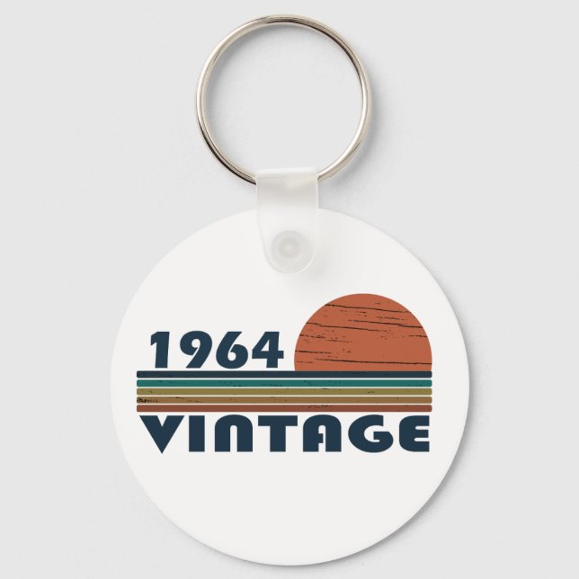 Born in 1964 vintage 60th birthday key ring (Front)
