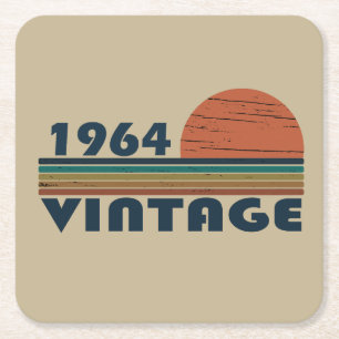 Born in 1964 vintage 60th birthday square paper coaster