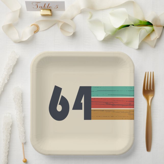 born in 1964 vintage birthday paper plate (Wedding)