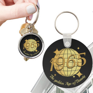 Born in 1965 60th birthday black gold gift key ring