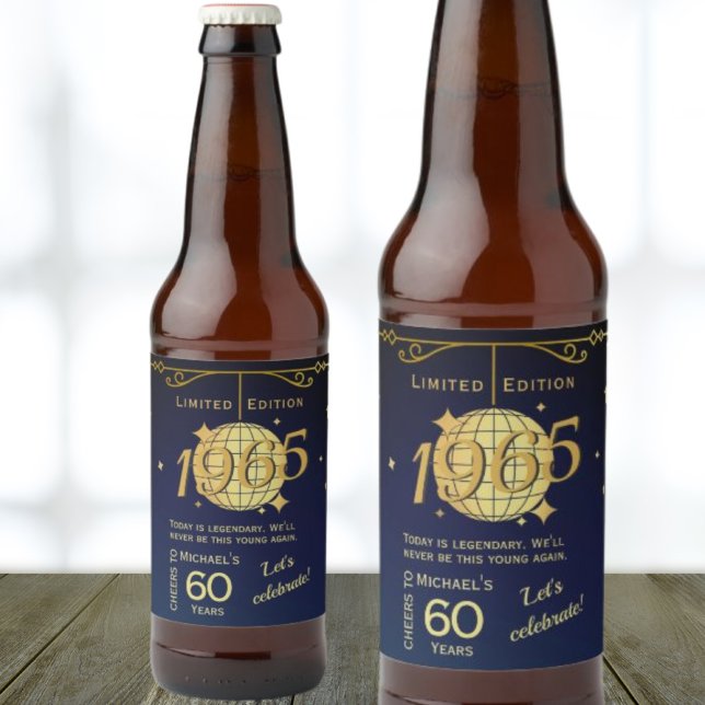 Born in 1965 60th birthday party blue beer Label (Creator Uploaded)