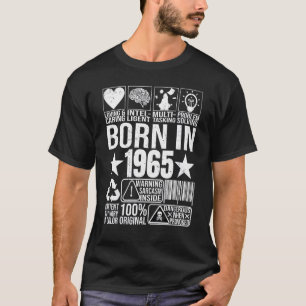 Born In 1965 Content Warning Label Barcode Birthda T-Shirt