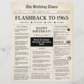 Born in 1965 Mock Newspaper for 60th birthday