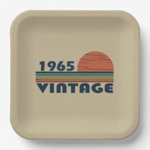 Born in 1965 vintage style birthday party paper plate