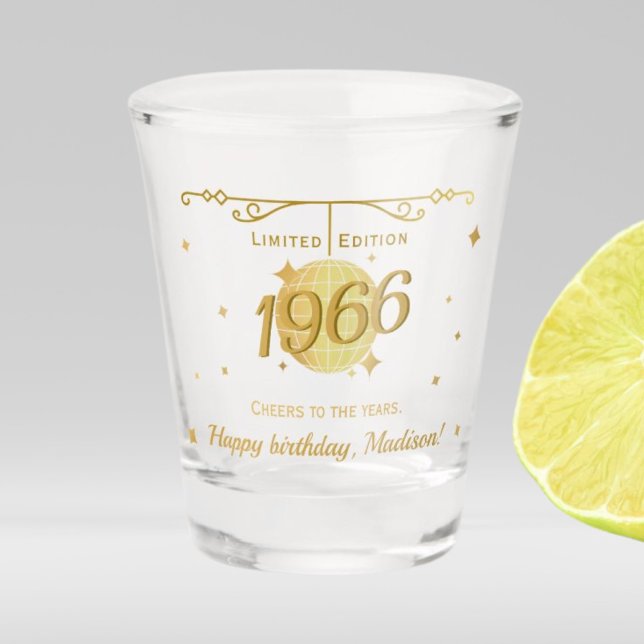 Born in 1966 60th birthday party drinks barware shot glass (Creator Uploaded)