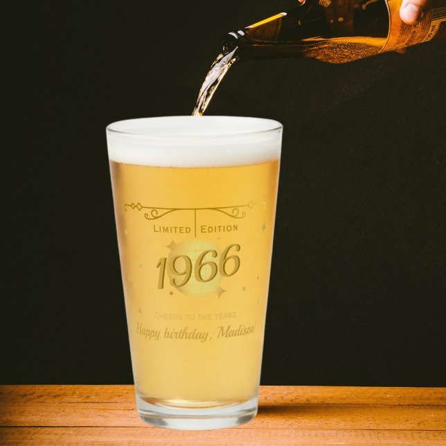 Born in 1966 60th birthday party drinks beer glass (Creator Uploaded)