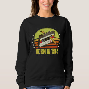 Born in 1966 Retro Vintage Cassette Tape Pencil Re Sweatshirt
