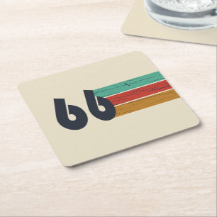 Born in 1966 vintage 60th birthday party square paper coaster