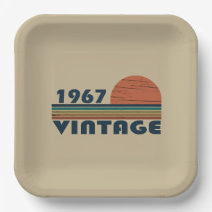 Born in 1967 vintage birthday gift paper plate