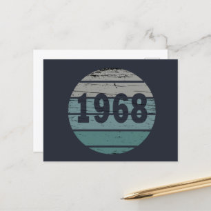 Born in 1968 vintage birthday gift holiday postcard