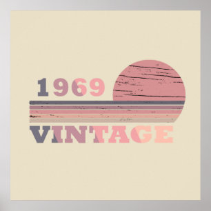 Born in 1969 classic retro celebration poster