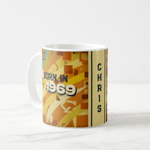 Born in 1969 Name Mug - 60s Retro Geometric Design
