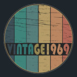 Born in 1969 vintage birthday gift classic round sticker<br><div class="desc">You can add some originality with this limited edition, premium quality, and original, classy, retro, and vintage-looking birthday graphic design with a cool typography font. This is a great gift idea for men, women, husbands, wives, girlfriends, and boyfriends who will love this one-of-a-kind piece of art. Unique and funny holiday...</div>