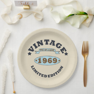 Born in 1969 vintage birthday gift paper plate
