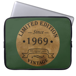 Born in 1969 vintage birthday laptop sleeve