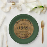 Born in 1969 vintage birthday paper plate<br><div class="desc">You can add some originality with this limited edition, premium quality, and original, classy, retro, and vintage-looking birthday graphic design with a cool typography font. This is a great gift idea for men, women, husbands, wives, girlfriends, and boyfriends who will love this one-of-a-kind piece of art. The best unique and...</div>