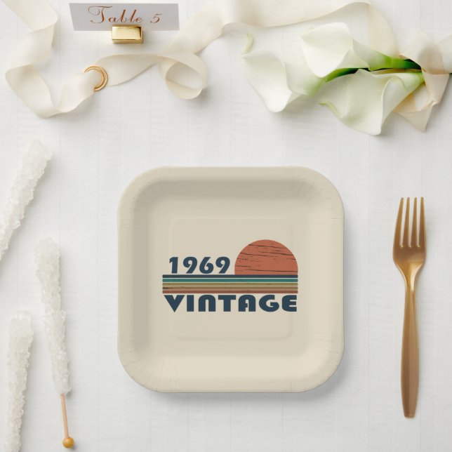 Born in 1969 vintage birthday paper plate (Wedding)