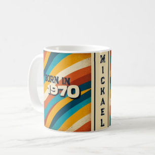 Born in 1970 Personalised Mug - 70s Groovy Stripes