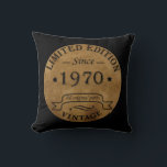 Born in 1970 vintage birthday cushion<br><div class="desc">You can add some originality with this limited edition, premium quality, and original, classy, retro, and vintage-looking birthday graphic design with a cool typography font. This is a great gift idea for men, women, husbands, wives, girlfriends, and boyfriends who will love this one-of-a-kind piece of art. Unique and funny holiday...</div>