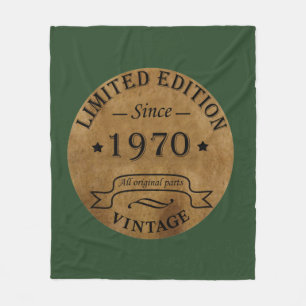 Born in 1970 vintage birthday fleece blanket