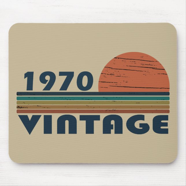 Born in 1970 vintage birthday gift mouse pad (Front)