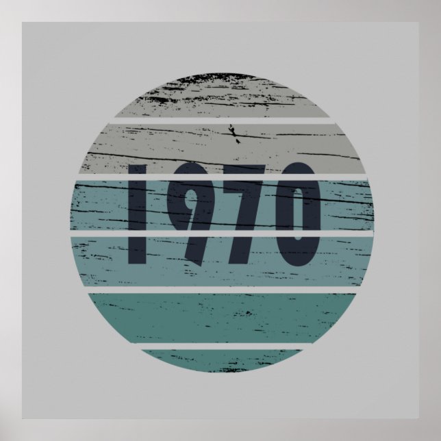 Born in 1970 vintage birthday gift poster (Front)