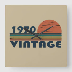 Born in 1970 vintage birthday gift square wall clock