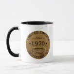 Born in 1970 vintage birthday mug<br><div class="desc">You can add some originality with this limited edition, premium quality, and original, classy, retro, and vintage-looking birthday graphic design with a cool typography font. This is a great gift idea for men, women, husbands, wives, girlfriends, and boyfriends who will love this one-of-a-kind piece of art. Unique and funny holiday...</div>